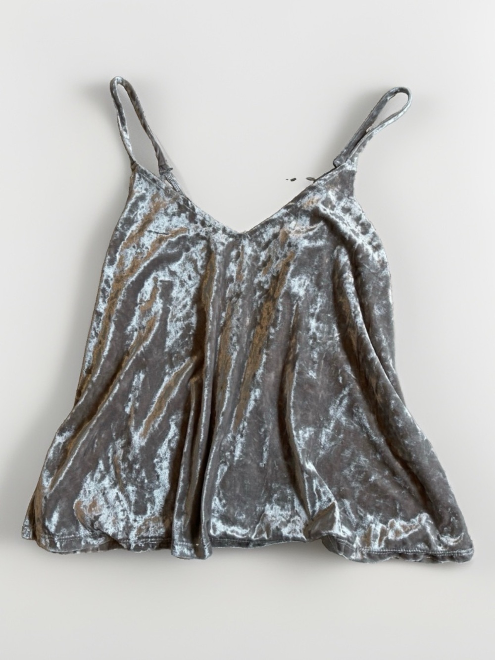 Love J Metallic Silver Crushed Velvet Strappy Open Back Camisole Top S